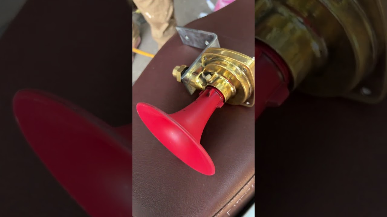 Nautical Ship Signal Whistle Vintage Kockumation Brass Red Fiber Air Horn Sweden
