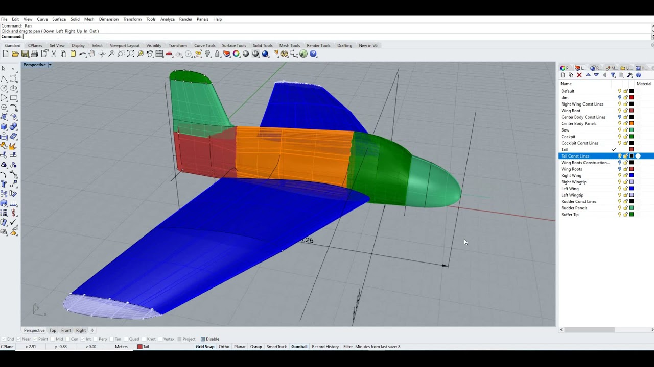 3D Modeling of the Me-163A aircraft for a DCS World Module in Rhino 7
