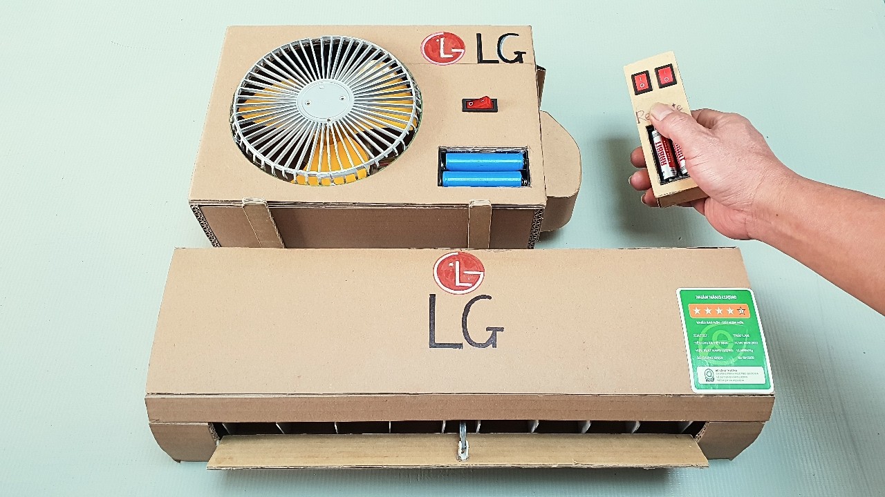 How to make an air conditioner from cardboard that cools with ice - YouTube