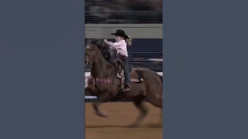 Barrel racer at 7 years old competes with the pros.