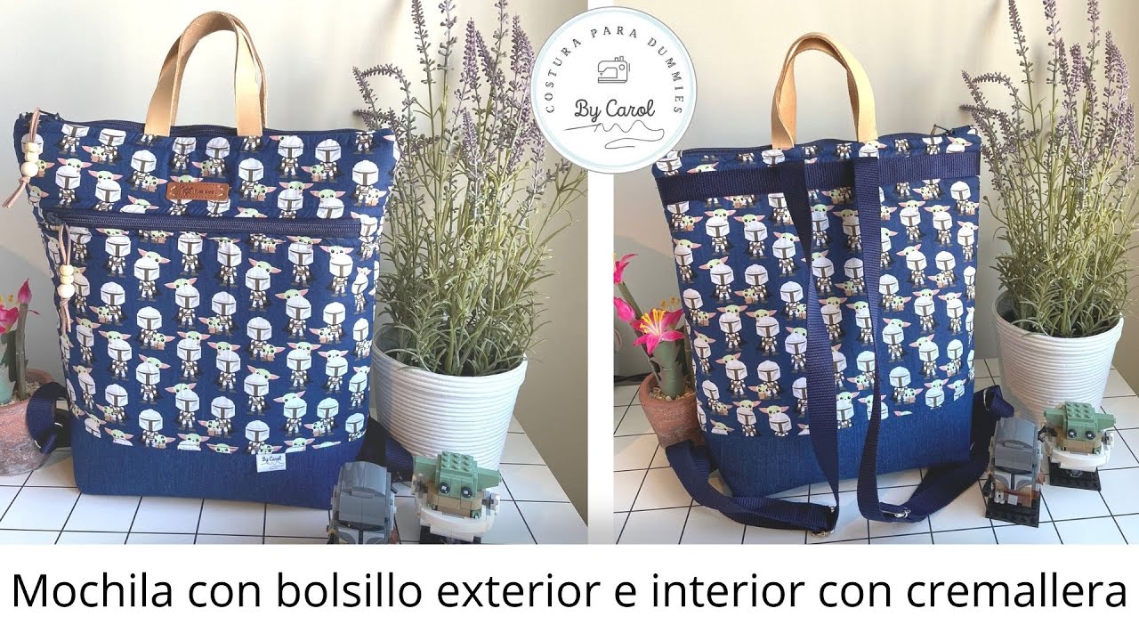 Tutorial costura: ¿Cómo una mochila de tela con bolsillo exterior e interior con cremallera? -