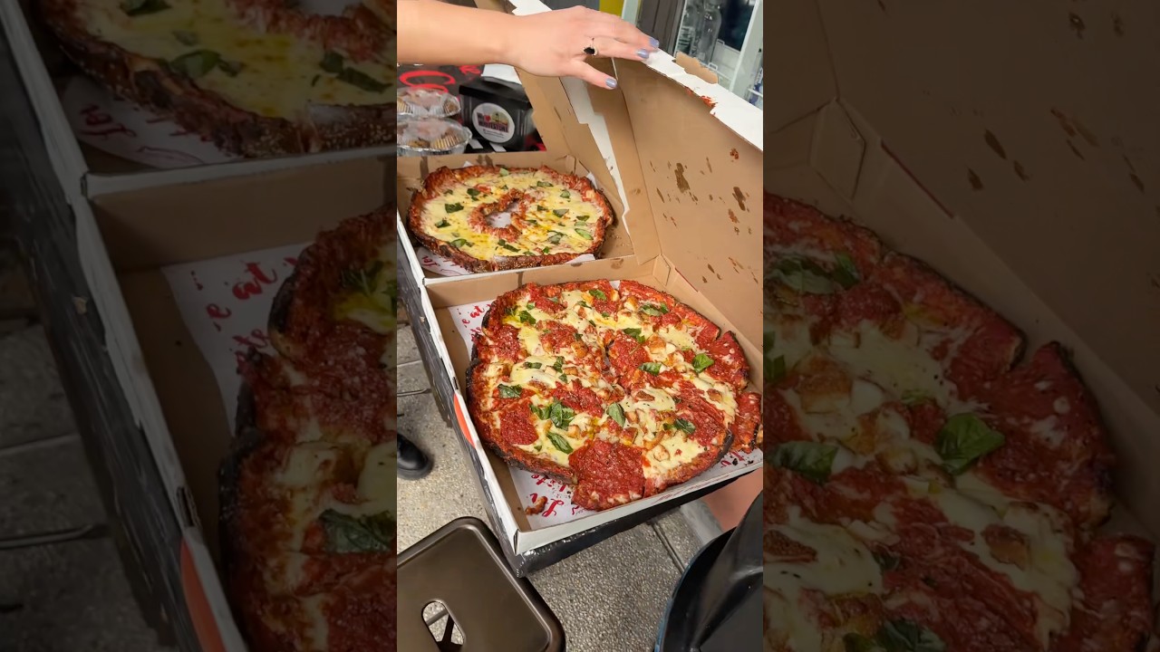 The GIANT PIZZA BAGELS from Utopia Bagels in Queens NYC are INSANE! 🍕🥯 Who’s hungry? #DEVOURPOWER