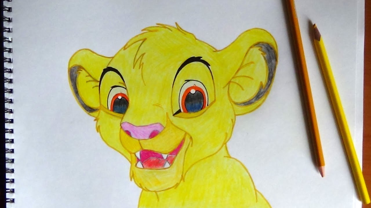 How to draw Simba Lion King, Como dibujar El Rey León Simba, Как