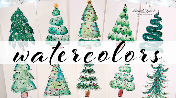 🎄🎄🎄Let's paint trees - Easy Beginner Watercolor Christmas Cards ~ ✂️ Maremi's Small Art
