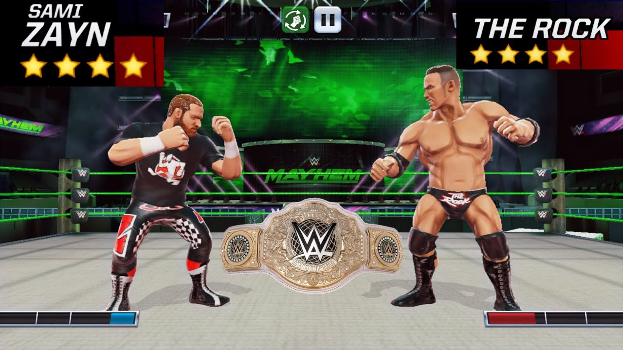 Wwe Mayhem Best 4 Star top win Highlights Sami Zayn vs The Rock, Sami ...