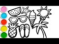 Summer Painting Colouring Drawing for kids and toddlers
