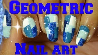 EASY BLUE GEOMETRIC NAIL ART TUTORIAL