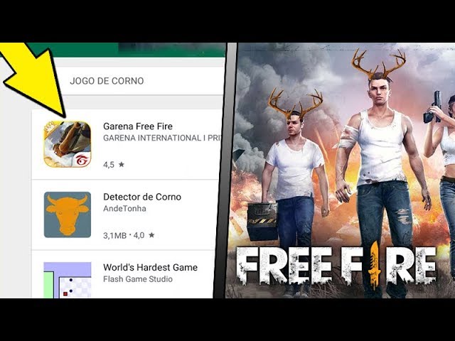 PESQUISEI JOGO DE CORNO NA PLAY STORE E FREE FIRE APARECEU EM PRIMEIRO😲  