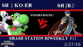Smash Station - Sh Ko - Er (Yoshi, Mewtwo) Vs. Sh B2 (Marth) - Winners Round 2