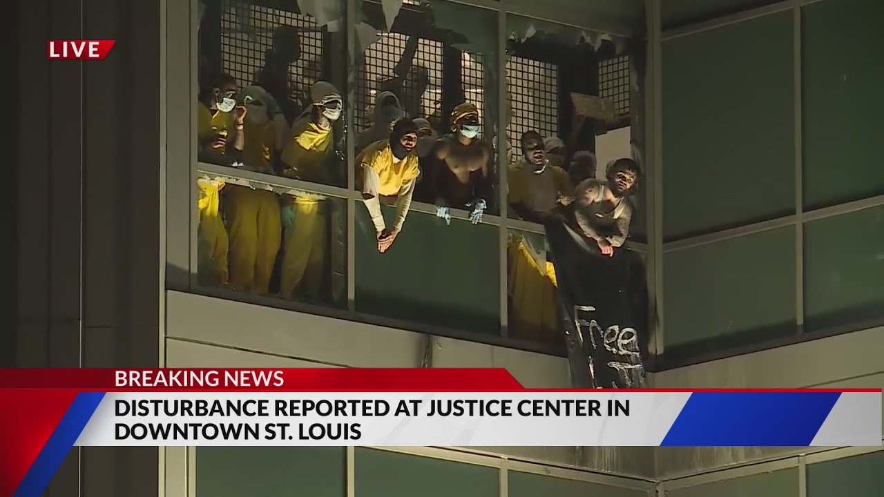 Inmates rioting St. Louis Justice Center, busting windows, throwing objects