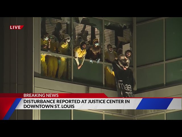 Inmates rioting St. Louis Justice Center, busting windows, throwing objects