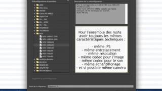 Importation des rushs dans un projet audiovisuel AdodePremiere