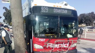 Rare rapid bus placement | San Diego MTS 2017-18 New Flyer XN60 7507 on route 929