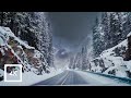 Relaxing snowy drive in norway  olden to geirangerfjord driving sounds for sleep and study asmr