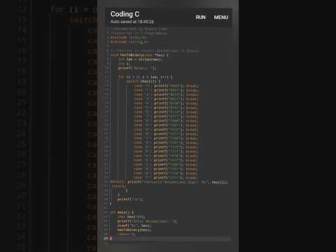 Hexadecimal To Binary