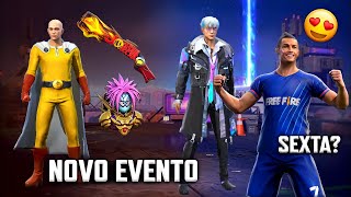 TUDO DO EVENTO ONE PUNCH-MAN, PANELA, MOCHILA E MAIS, SKINS OPERAÇÃO CHRONO, RECARGAS - FREE FIRE