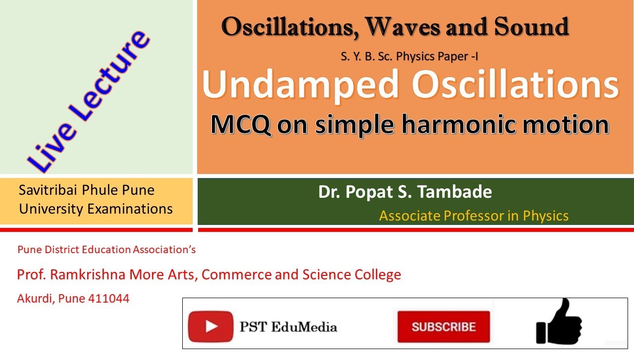 MCQ in Simple Harmonic Motion Undamped oscillations SYBSc Physics