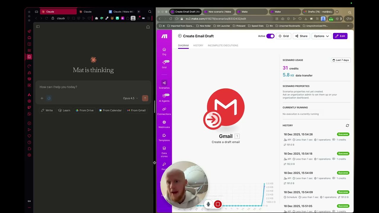 Automate email drafts with Claude AI and Make.com tutorial