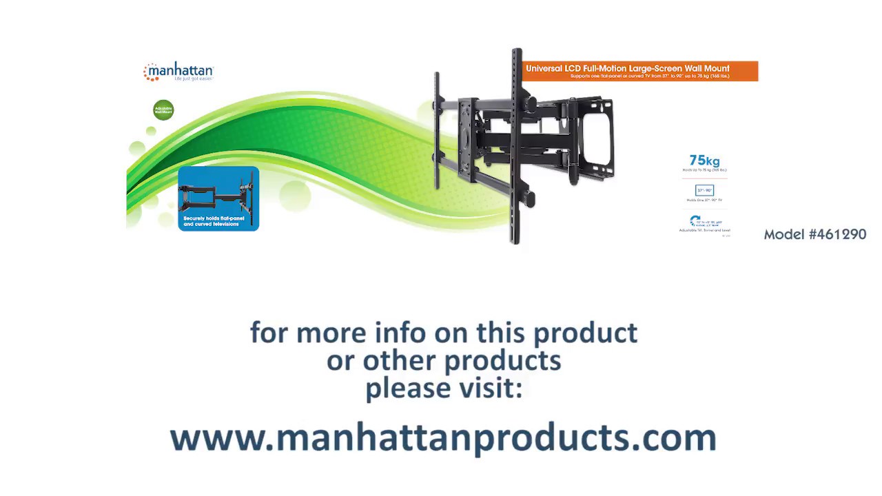 Manhattan Universal LCD Full-Motion Large-Screen Wall Mount Quick Install Video (Model 
