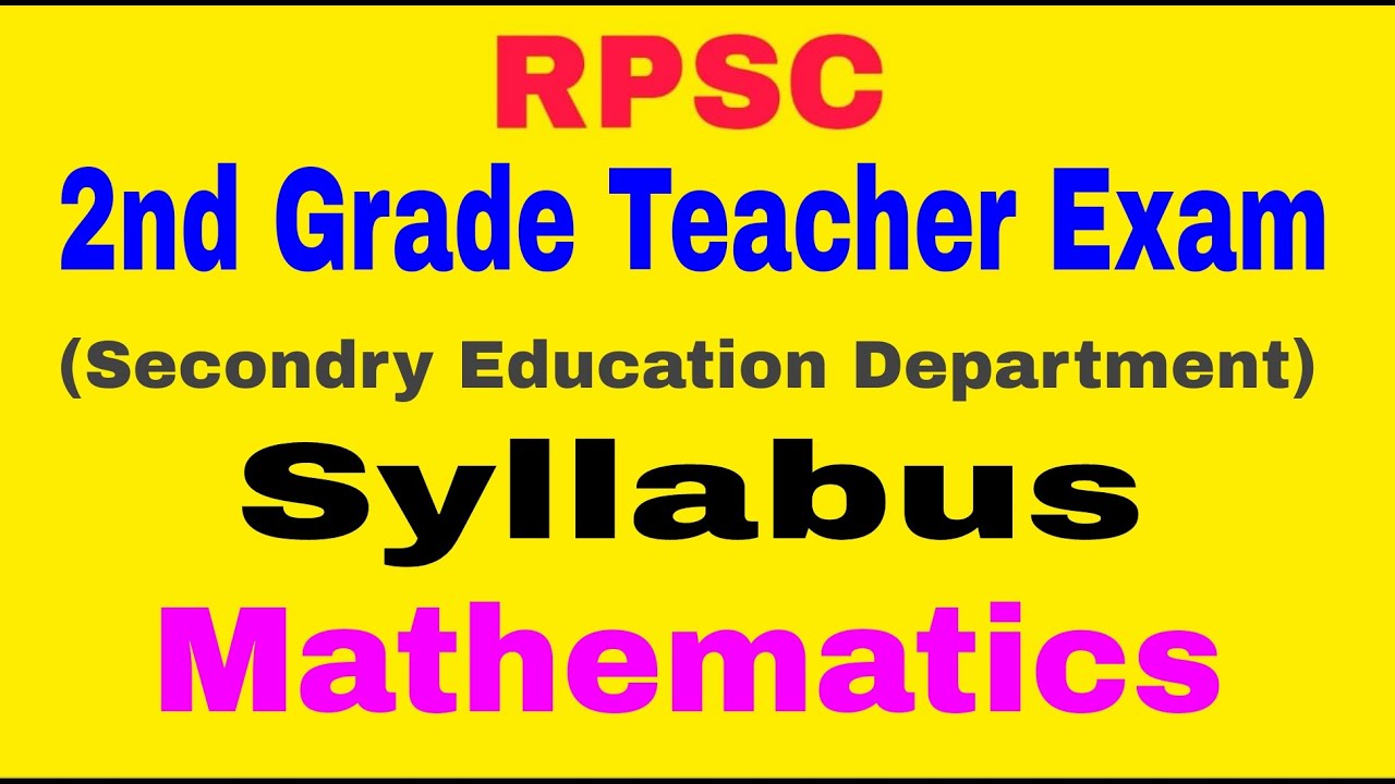 Second Grade Teacher Exam Syllabus