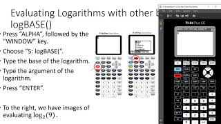 Evaluating Logarithms with other bases: logBASE()