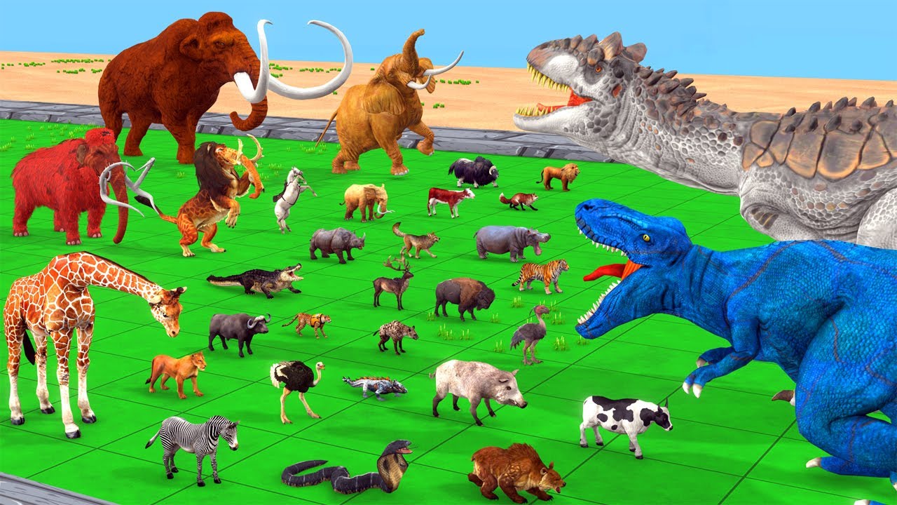 The Ultimate Battle 44 Wild Animals vs GIGA T-REX Dinosaur Epic Battle SuperAnimalBattle Simulator