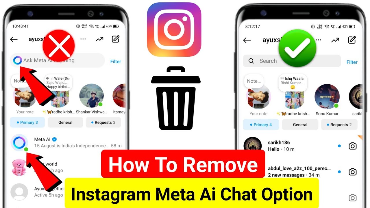 How to remove meta ai from instagram | instagram meta ai chat kaise ...