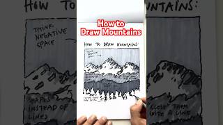How to draw Mountains in 4 simple steps. #howtodraw #drawingtutorial #beginnerdrawing