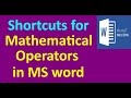Shortcuts for symbols and operators in MS Word