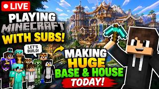 🔴 LIVE: Building a HUGE Survival Base with Subscribers! Day 15 #minecraft