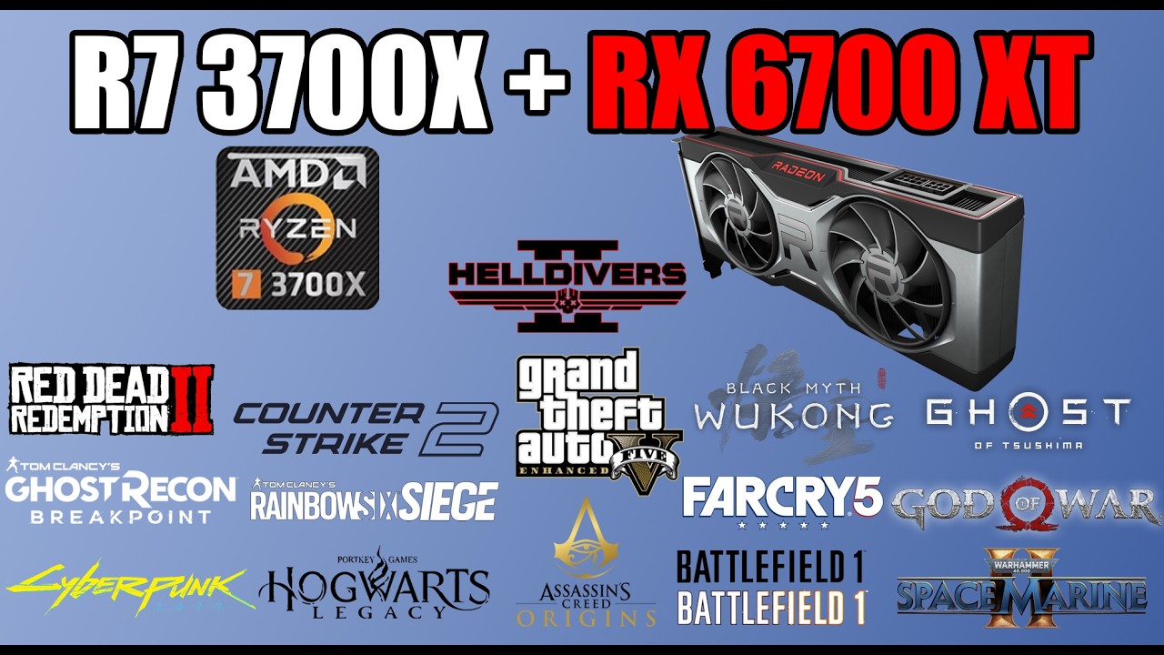 R7 3700X + RX 6700XT test in 15 games 1080P - YouTube