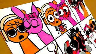 Drawing Incredibox Sprunki PINKI x OREN Phase 1 to Phase 6 Love Couple❤️