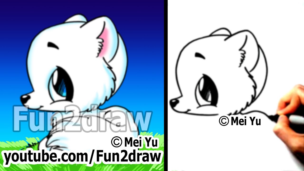 Easy Things To Draw Cute Animals Drawing Tutorial Arctic Fox Easy Fun2draw Art Classes Youtube