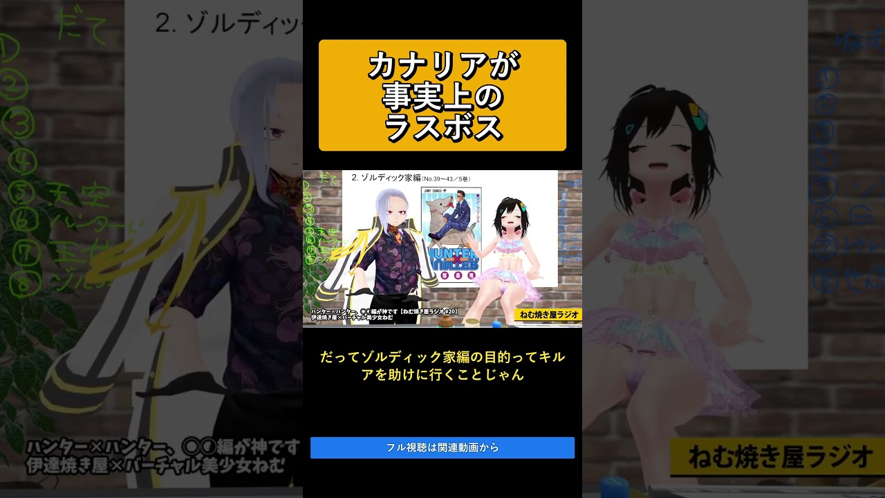 カナリアが事実上のラスボス ハンター✕ハンター、◯◯編が神です【ねむ焼き屋ラジオ #20】