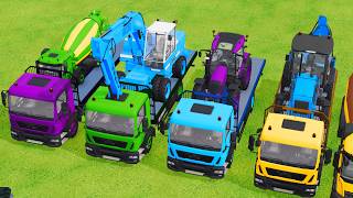 TRANSPORTING EXCAVATOR MIXER TRUCK TRACTORS BACKHOE LOADERS WITH TRUCK IN GAME FARMING SIMULATOR 22 screenshot 5