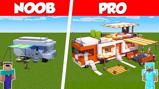 Minecraft NOOB vs PRO: MODERN RV - CAMPING VAN HOUSE BUILD CHALLENGE in Minecraft \/ Animation