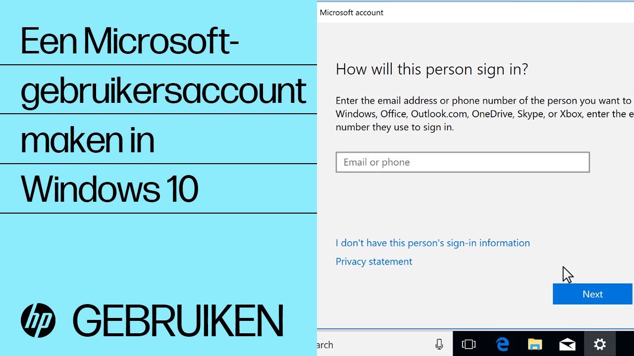 Een Microsoft Gebruikersaccount Maken In Windows 10 Youtube