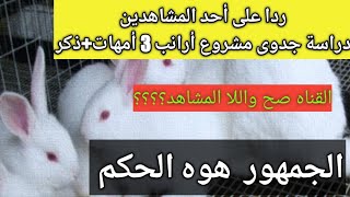 دراسة جدوى مشروع الأرانب لعدد٣امهات ودكر.