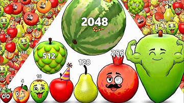  Watermelon Game 2048 - ASMR Gameplay | FRUITS RUN 3D, Level Up Merge Suika Balls 2048 Math Games 