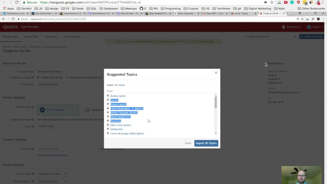 Google Ads and Creating a Quora ad campaign with Micah Olson
