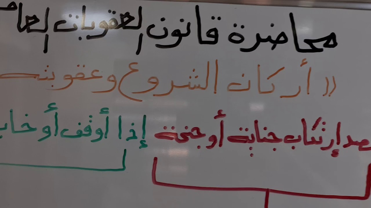 المحاضرة رقم (١١) لمادة قانون العقوبات العام ( أركان الشروع وعقوبته)