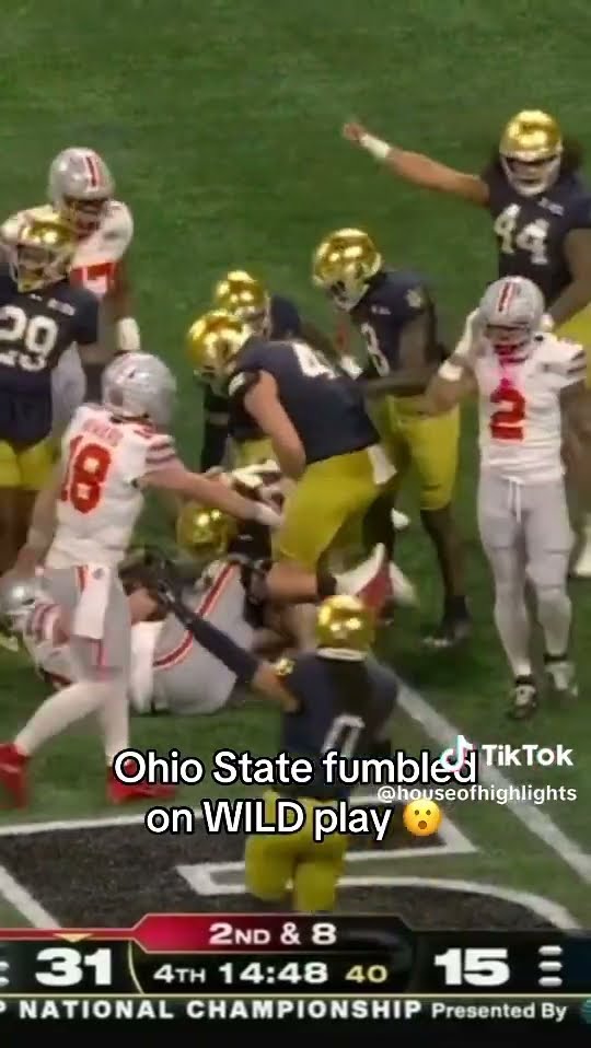 Ohio State fumbled on WILD play #hoodnews #ohiostate #notredame #sports #football #viralvideo #omg