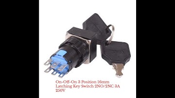 On-Off-On 3 Position 16mm Latching Key Switch 2NO/2NC 3A 250V