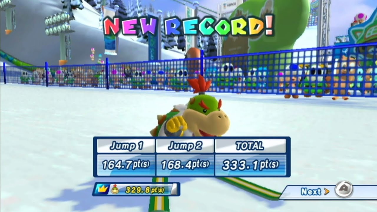 333.1 pts (PB) Ski Jumping Individual Large Hill - Mario & Sonic at the Olympic Winter Games (Wii U)