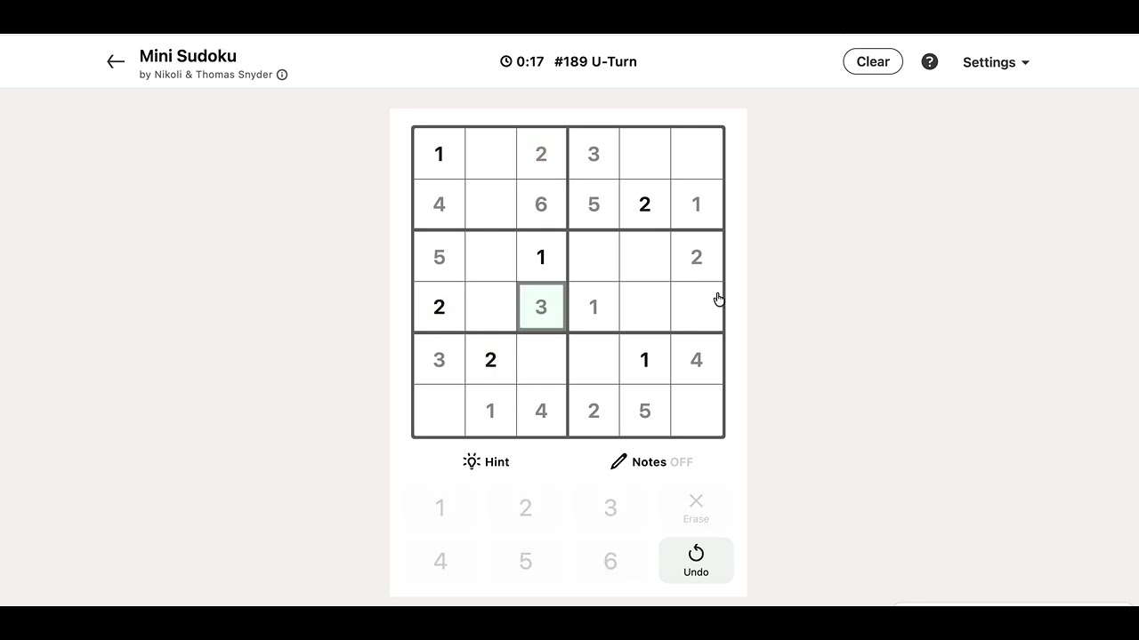 LinkedIn Mini Sudoku Answer Today - Puzzle #189 U-Turn | 16 February 2026
