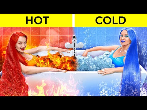 EXTREME HOT VS COLD CHALLENGE Ice Queen VS Fire Girl Adopted Elements by 123GO CHALLENGE