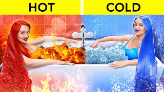 EXTREME HOT VS COLD CHALLENGE || Ice Queen VS Fire Girl! Adopted Elements by 123GO! CHALLENGE screenshot 5
