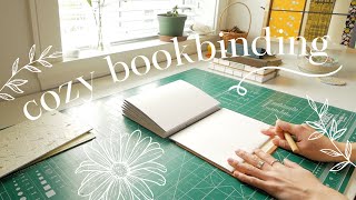 Cozy Bookbinding with Calming Piano | Making a Sketchbook Real-Time 📒  | Coptic Stitch Binding