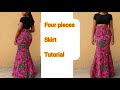 How To Cut And Sew a "FOUR PIECES" Skirt Step_By_Step Easy And Detailed Tutorial 