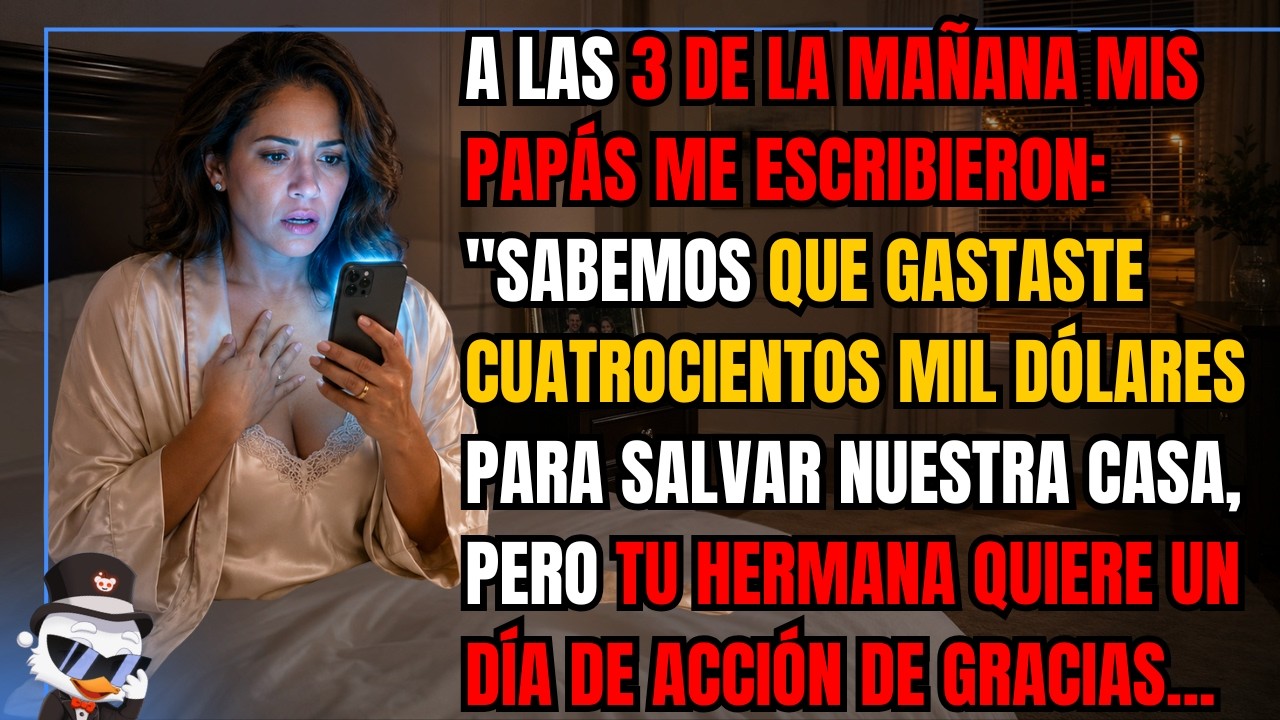 A las tres de la madrugada, la pantalla del teléfono me iluminó la cara con un mensaje de mis padres: «Sabemos que gastaste 400.000 para salvar nuestra casa, pero tu hermana quiere un día de...